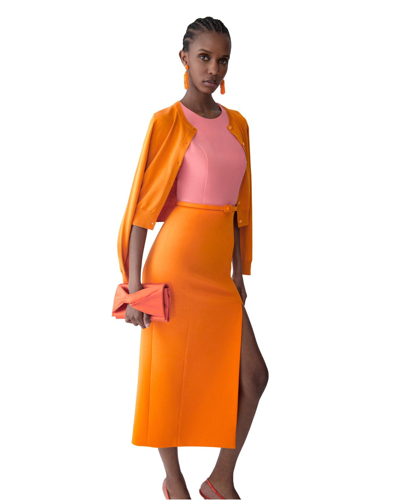 Sleeveless Crewneck Midi Dress With Belt | Tiger Lily Mult