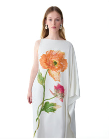 One Shoulder Column Gown | White Multi