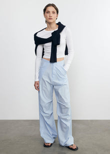 chunky cotton fisherman sweater in indigo