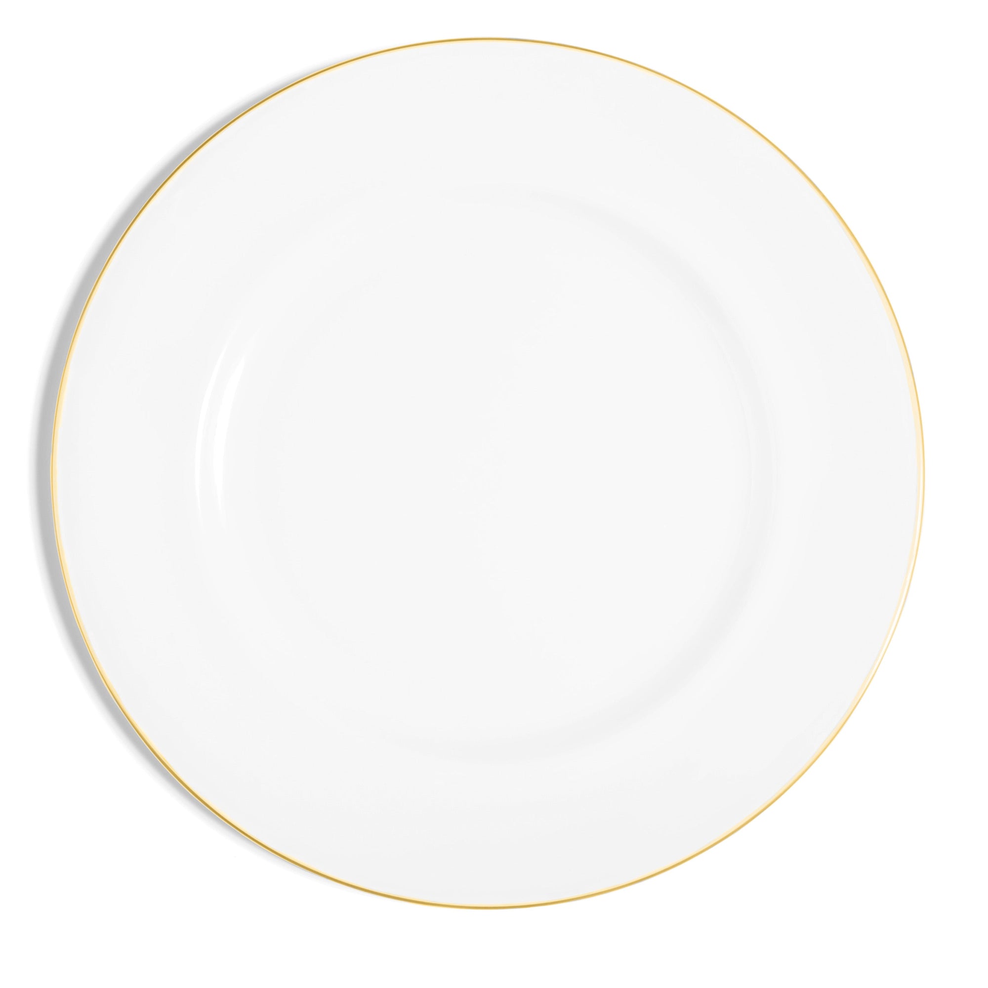 Rimmed Dinner Plate (Set of 2) | Bone China | White | Gold | Line Collection