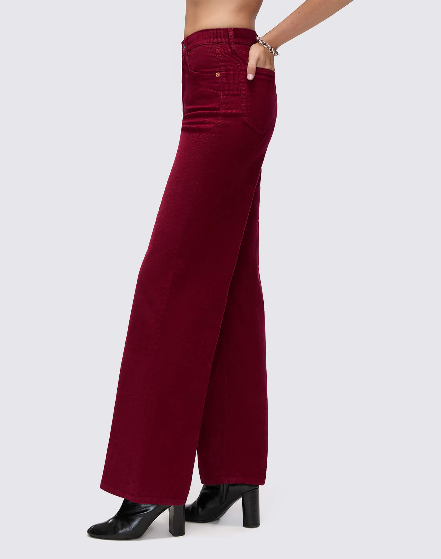 Womens | High Rise Wide Leg | Beet Cord