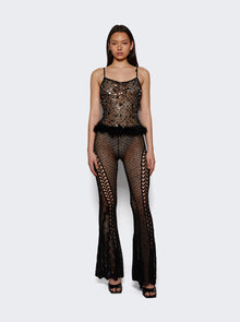 Women | Roberta Einer | Embellished Fishnet Top With Feathers Black