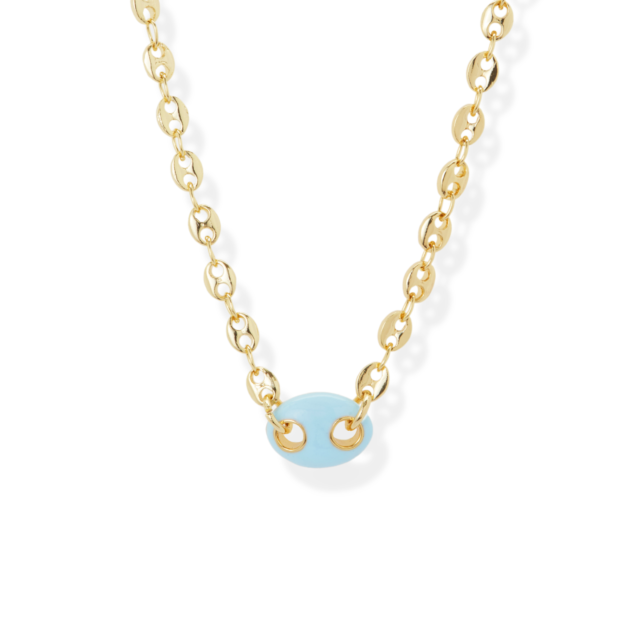 The Light Blue Enamel Mariner Chain Necklace | 18K Yellow Gold-Plated