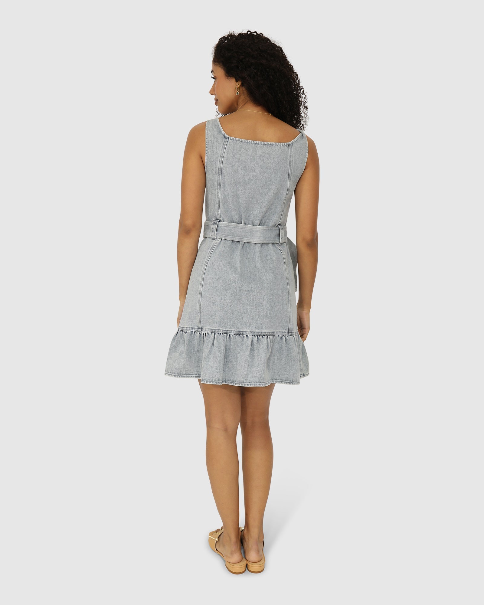 Women | Reunite Denim Mini Dress | Stonewash