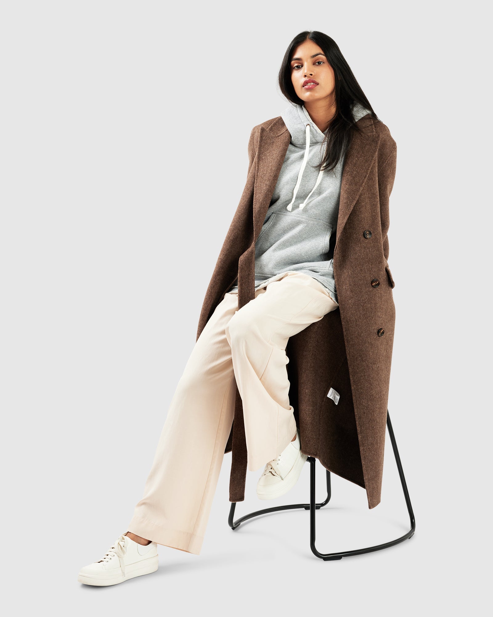 Women | Right There Wool Blend Side Tie Coat | Walnut