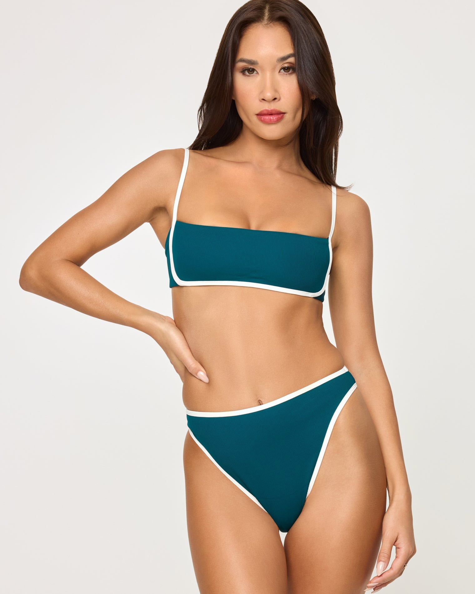 Nora Bikini Bottom | Bitsy | Deep Teal-Cream