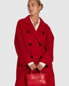 Women | Rumour Has It Oversized Wool Blend Coat | Red