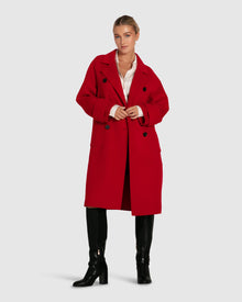 Women | Rumour Has It Oversized Wool Blend Coat | Red