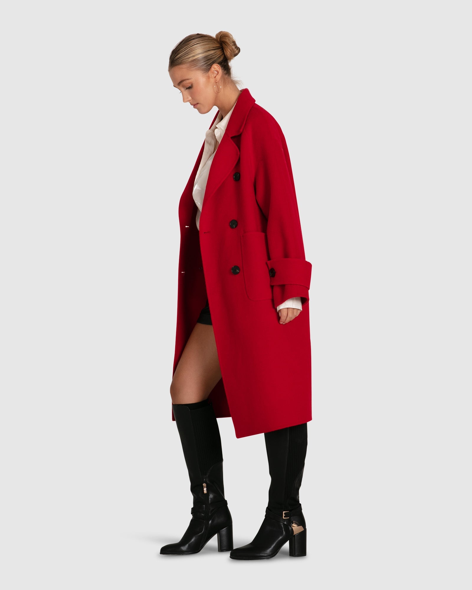 Women | Rumour Has It Oversized Wool Blend Coat | Red