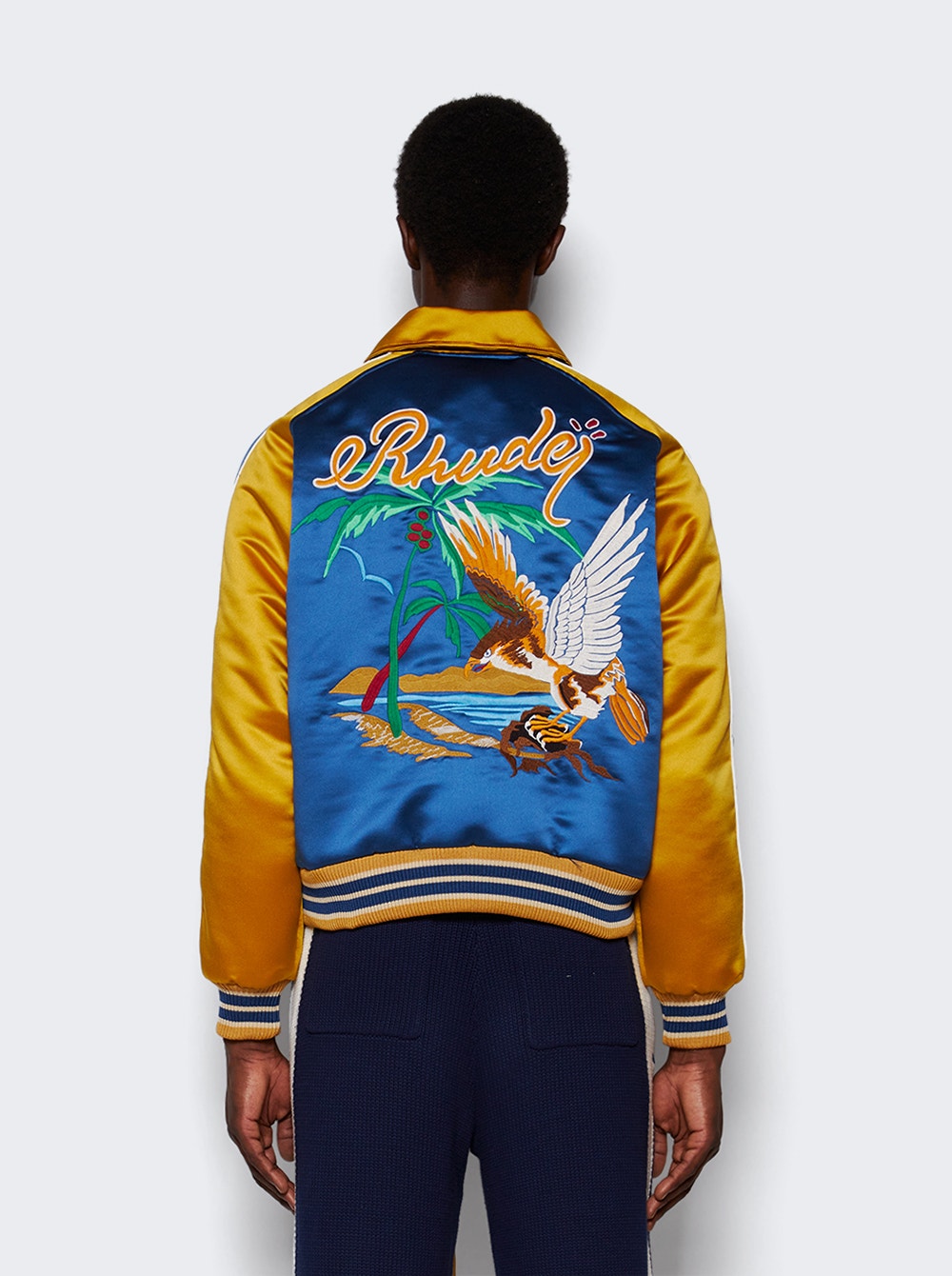 Men | Rhude | Palm Eagles Souvenier Jacket | Navy & Mustard Yellow