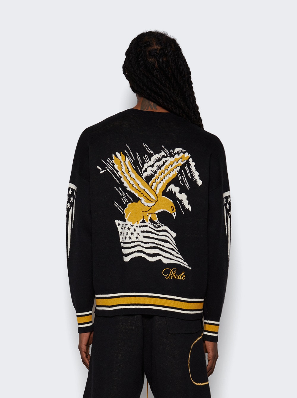 Men | Rhude | Eagle Souvenir Knit Crewneck | Black & Yellow