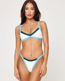 Mackenzie Bikini Bottom | Bitsy | Cream-Deep Teal-Seaspray