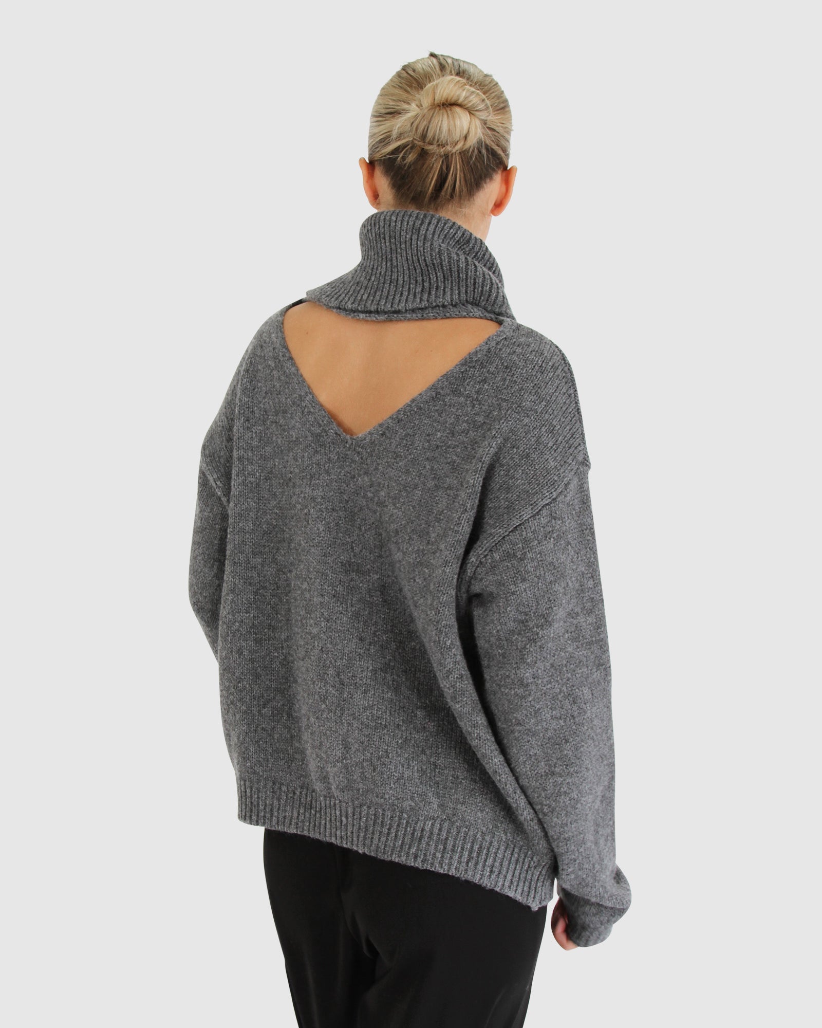 Women | Right Here Waiting Open Back Knit | Charcoal