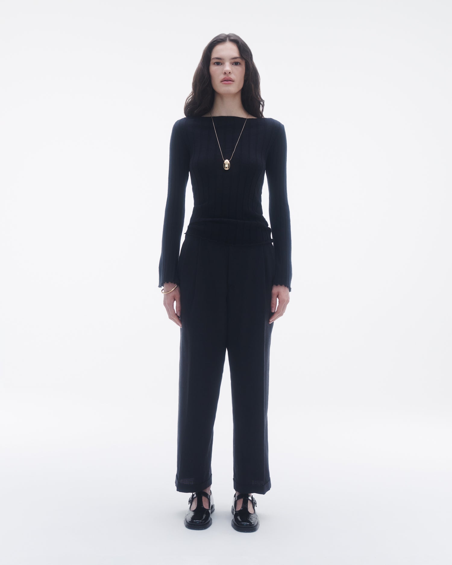 Womens | Rib Flare Top | Black
