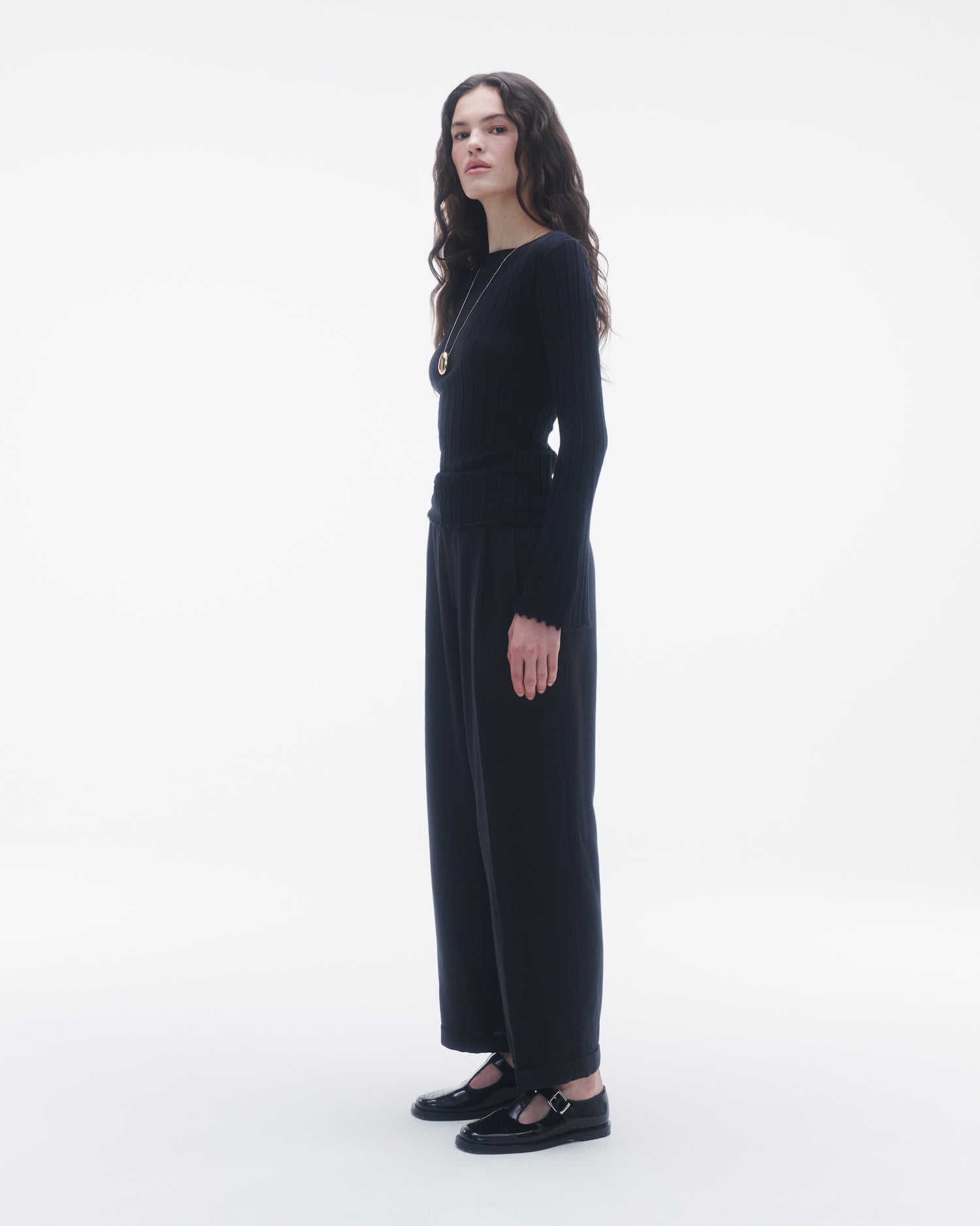 Womens | Rib Flare Top | Black