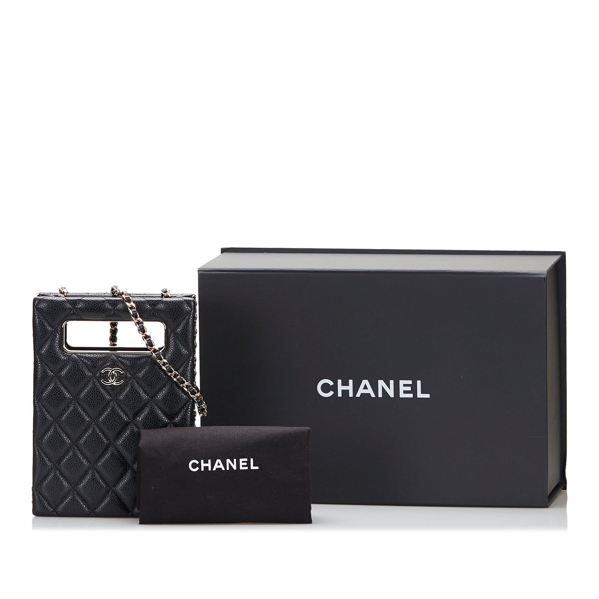 Chanel Pre-Owned Mini Caviar Chain Around Cut Out Evening Bag | Women | Black