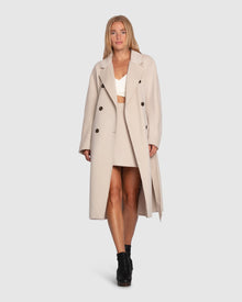 Women | Real Love Wool Blend Double Breasted Maxi Coat | Pearl