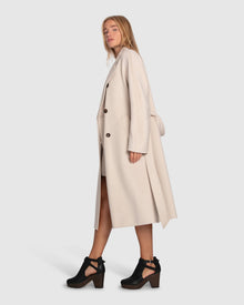Women | Real Love Wool Blend Double Breasted Maxi Coat | Pearl