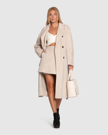 Women | Real Love Wool Blend Double Breasted Maxi Coat | Pearl