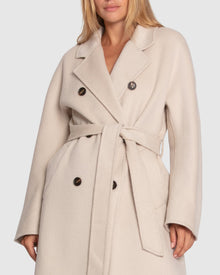 Women | Real Love Wool Blend Double Breasted Maxi Coat | Pearl