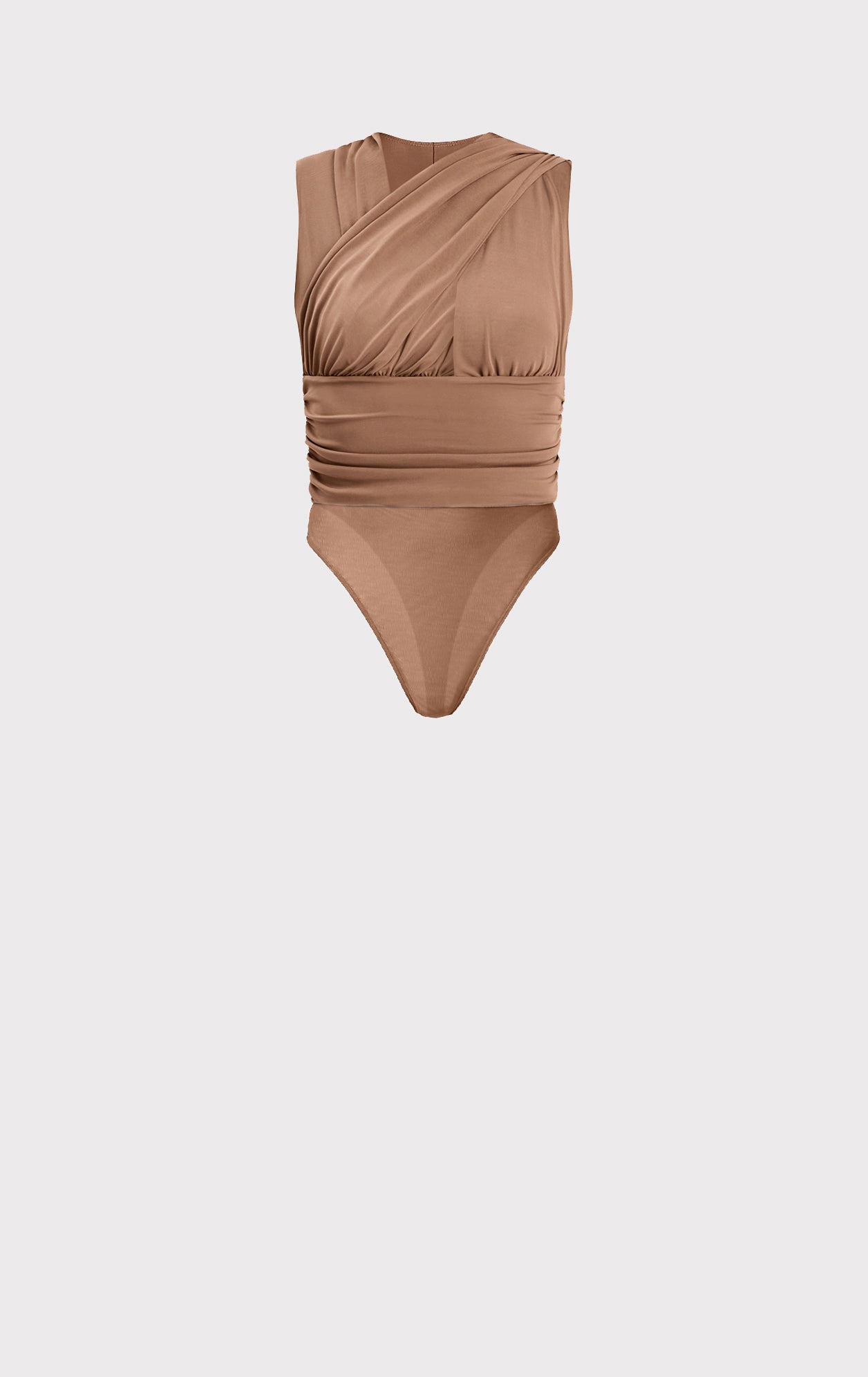 Ruched Jersey Plunge Bodysuit | Toffee