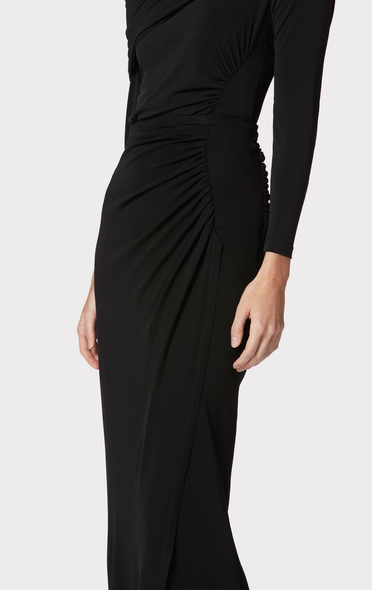 Ruched Jersey Midi Skirt | Black