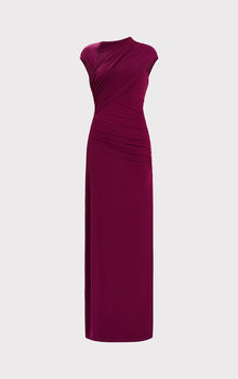 Ruched Matte Jersey Draped Gown | Sangria