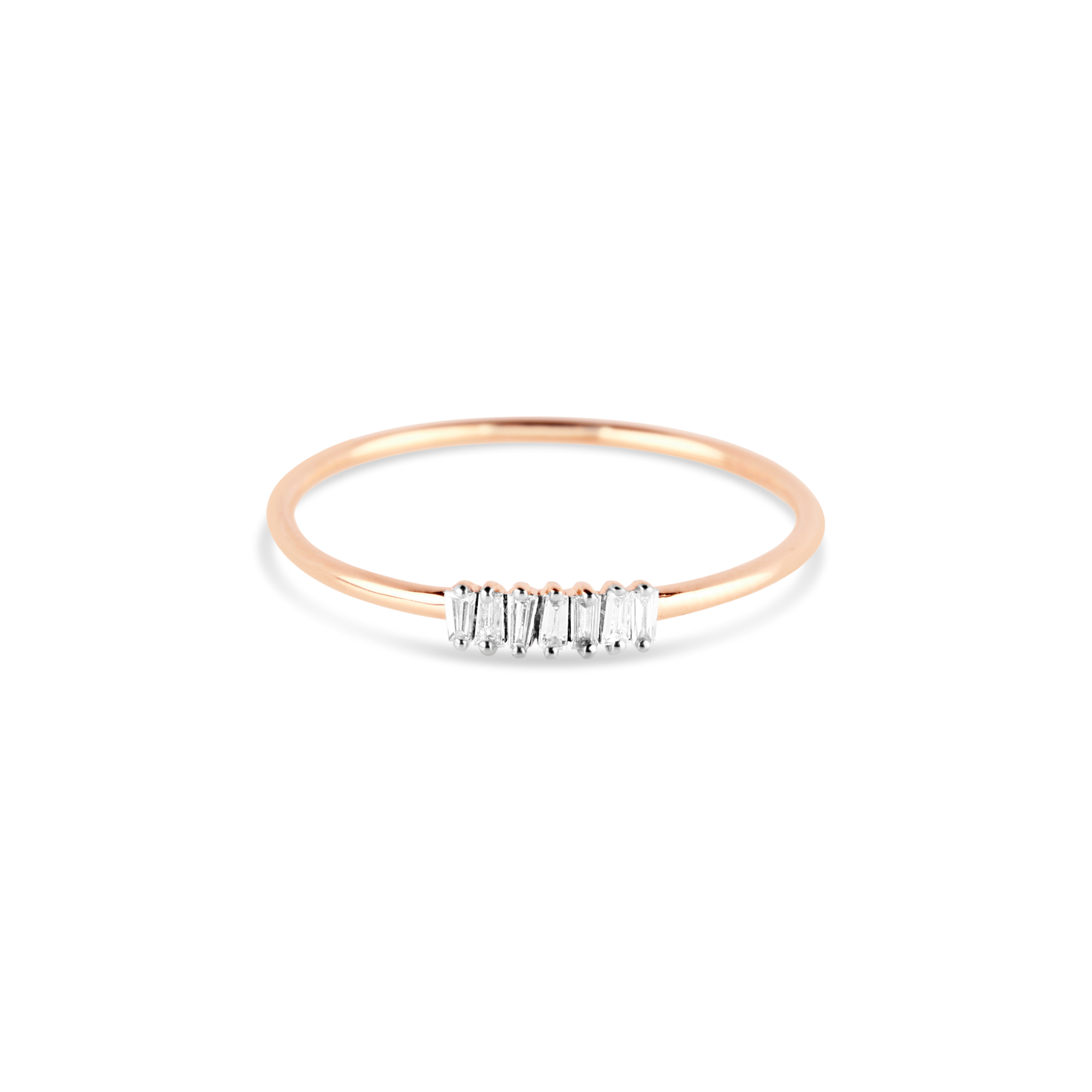 Rose Gold Baguette Diamond Line Ring