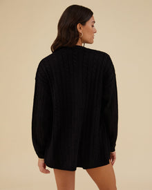 Rachel Parcell | Cable Cardigan | Black