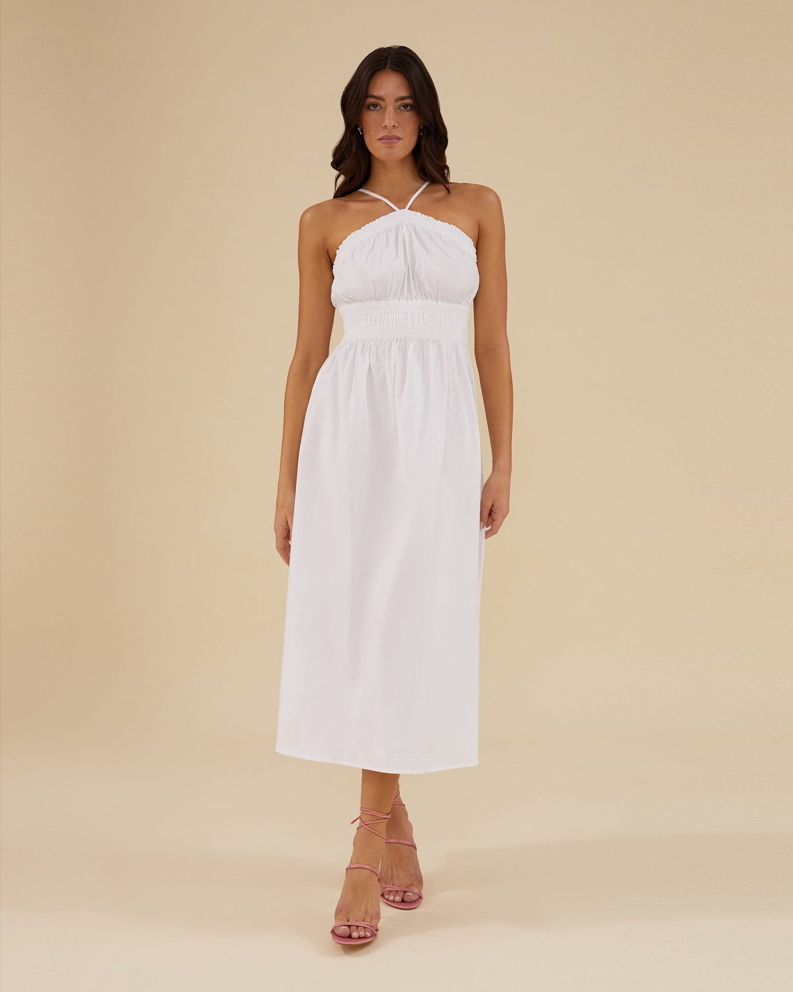 Halter Midi Dress | White