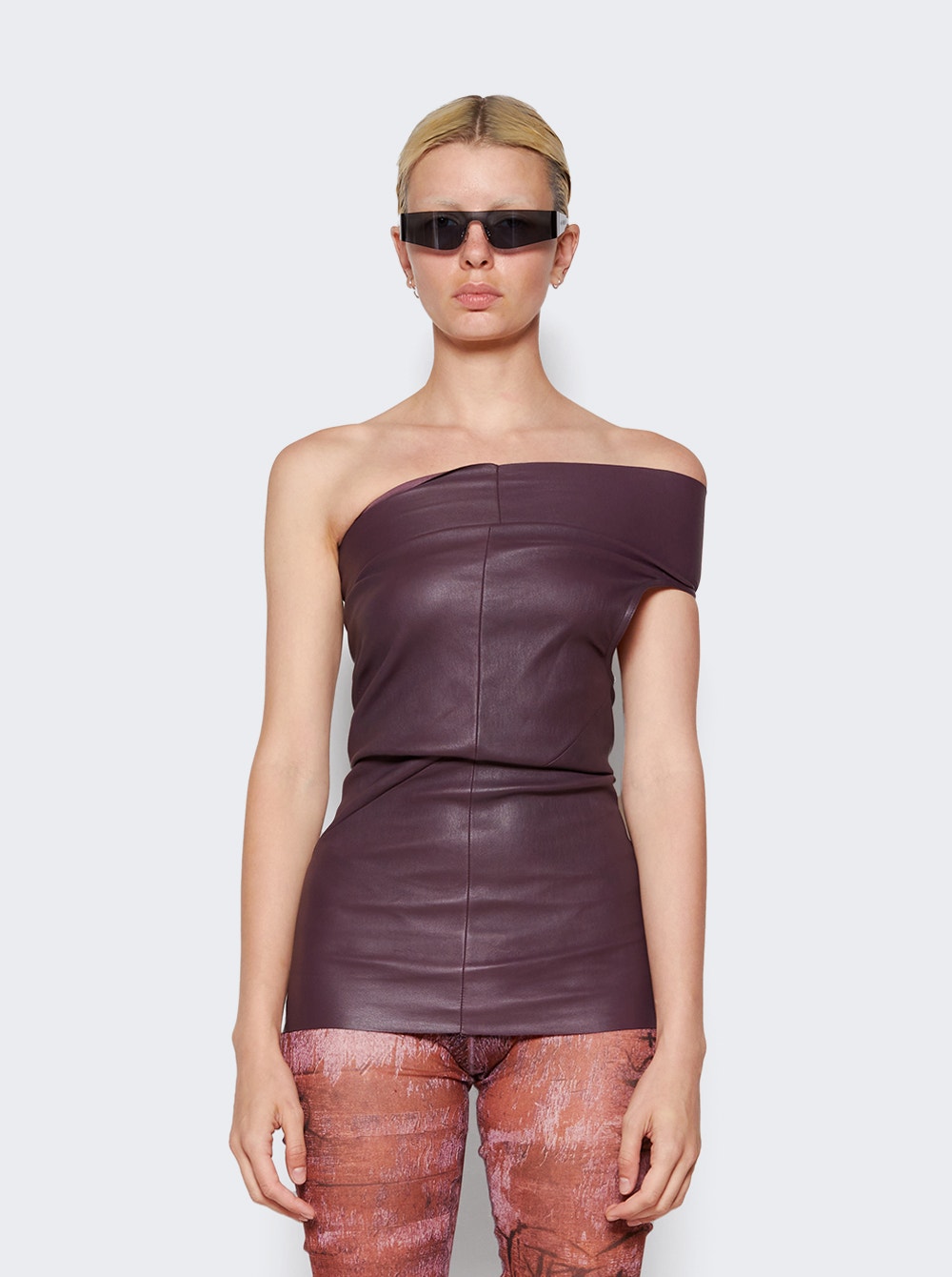 Women | Rick Owens | Athena Leather Tank Top | Amethyst