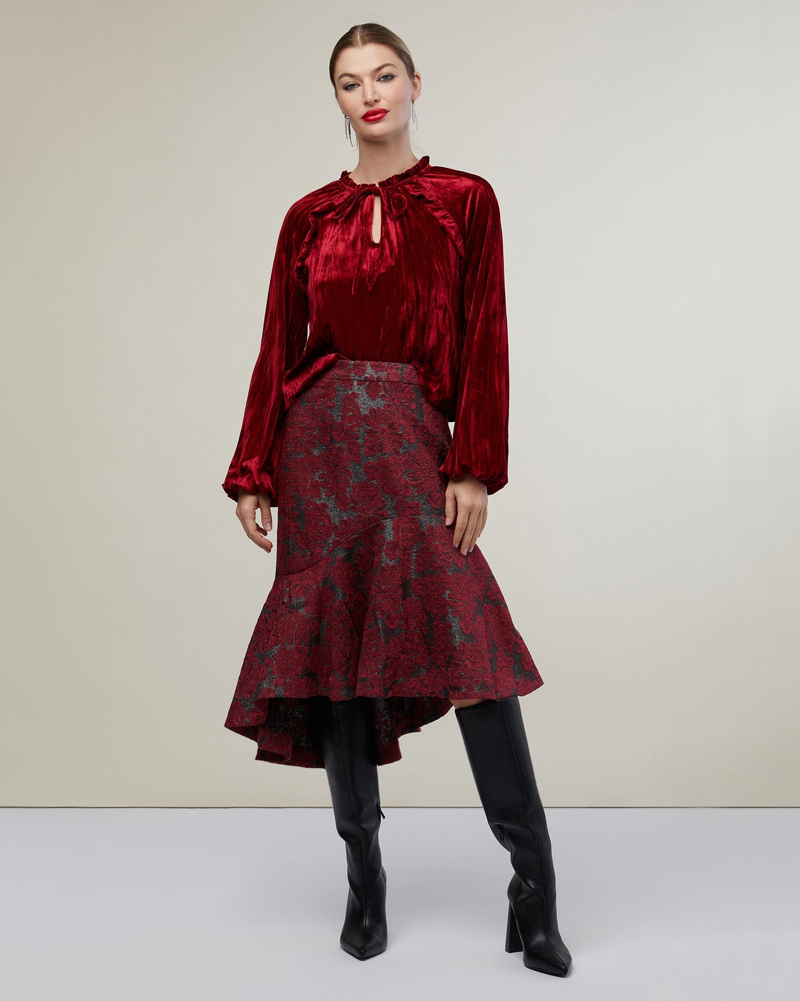 Velvet Blouse | Deep Red