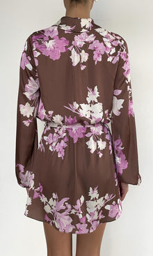 Rococo Sand | Alfy Polyster Satin Lycra Mini Dress With Detachable Belt | Brown Pink
