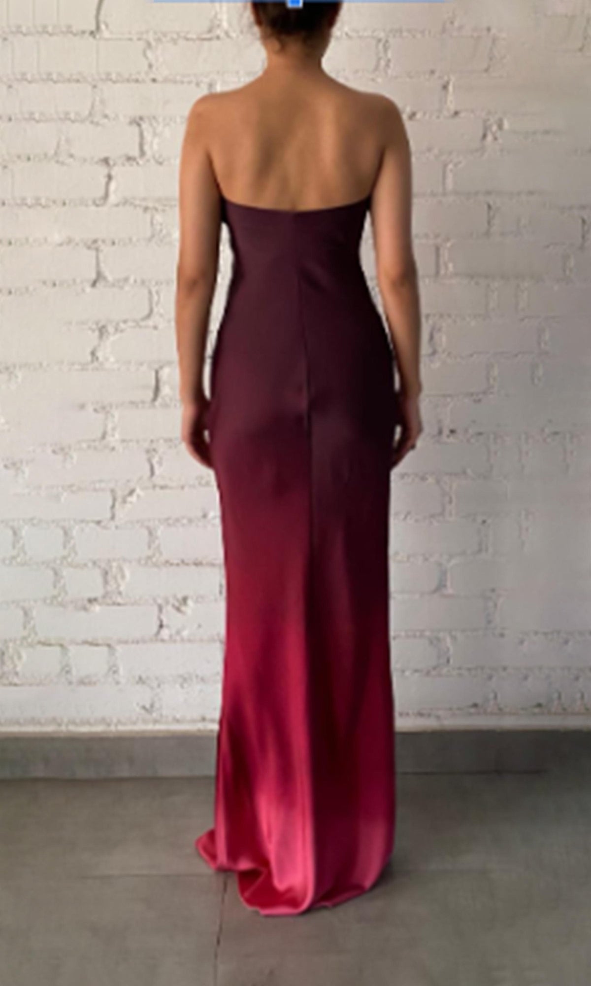 Rococo Sand | Alfy Polyster Satin Lycra Strapless Maxi Dress | Wine