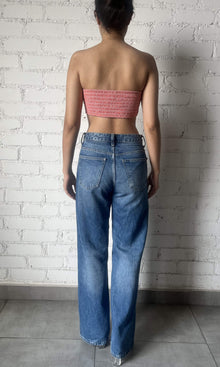 Womens | Aria Viscose Georgette Lurex Dobby Bandeau | Peach