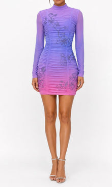 Womens | Blake Nylon Powermesh Short Dress | Pink/Powder Blue