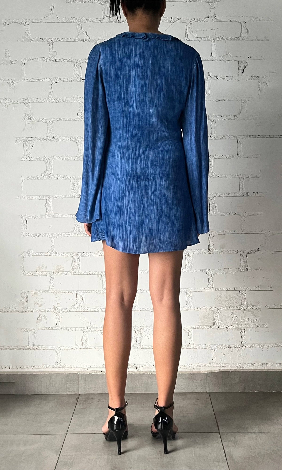 Womens | Cole Viscose Cotton Georgette Short Dress | Blue