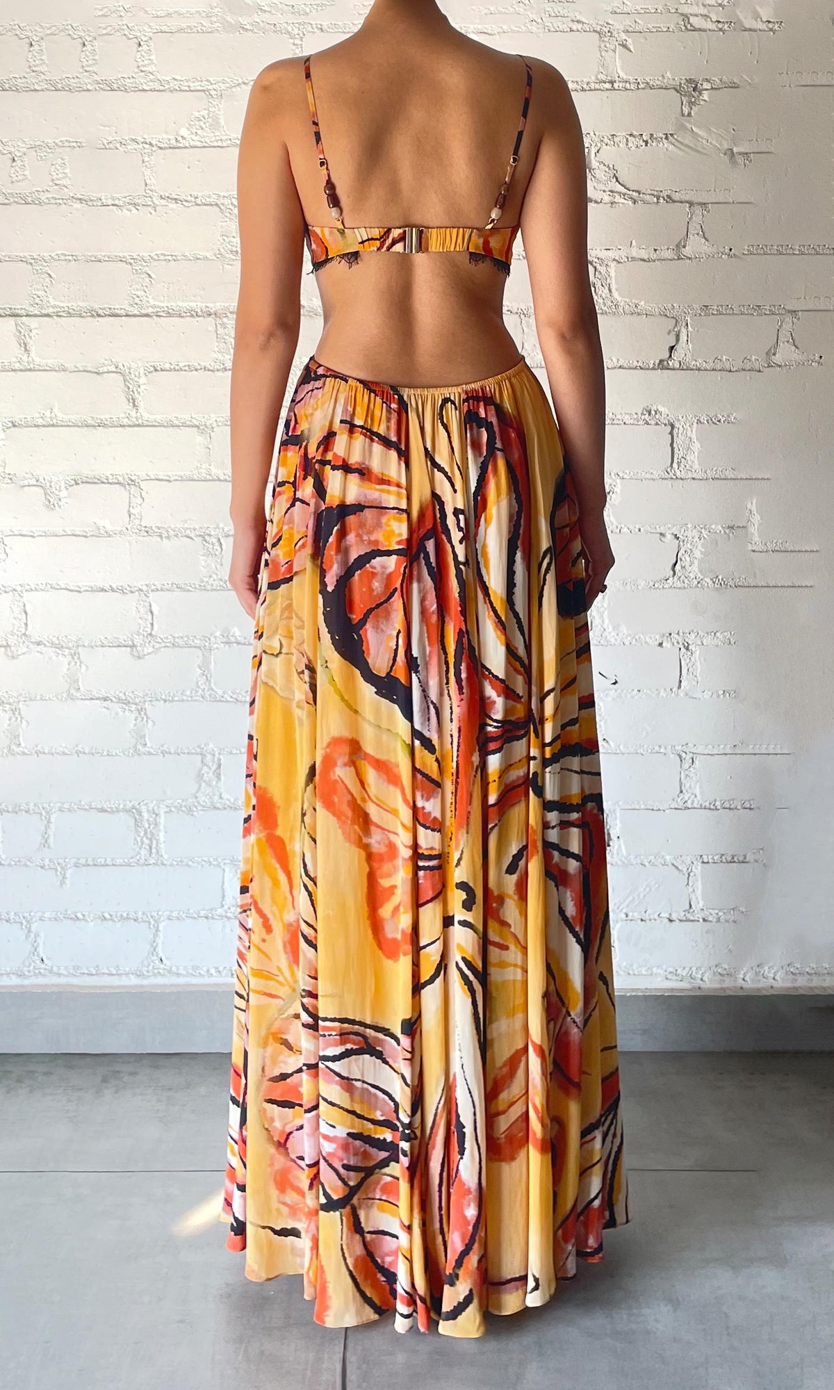 Rococo Sand | Cress Viscose Natural Crepe High Low Maxi Dress | Beige