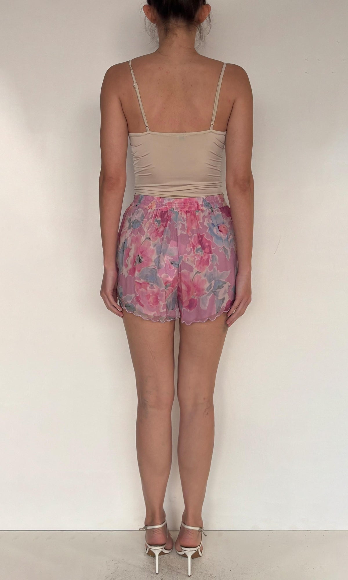 Womens | Davina Viscose Crinkle Chiffon Shorts | Pink