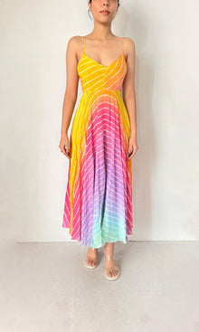 Rococo Sand | Evie Tanish Crepe Long Dress | Rainbow