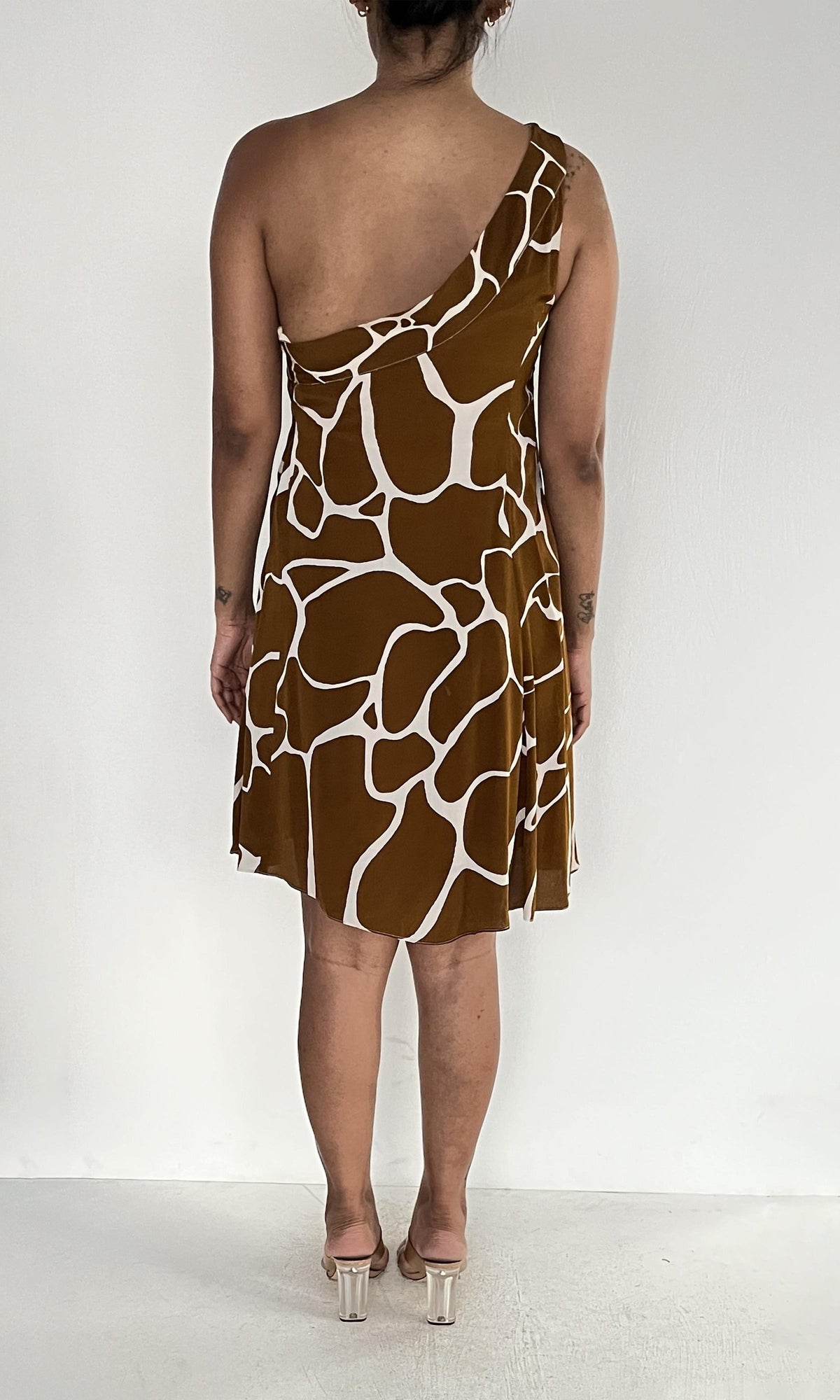 Womens | Fia Polyester Crepe Short Dress | Brown