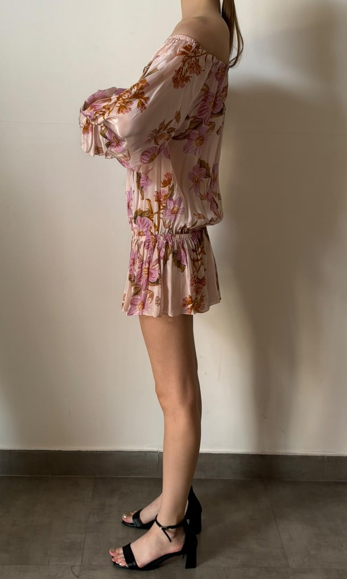 Womens | Inv Viscose Natural Crepe Off Shoulder Short Dress | Light Pink