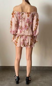 Womens | Inv Viscose Natural Crepe Off Shoulder Short Dress | Light Pink
