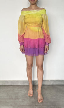 Womens | Inv Viscose Crinkle Chiffon Short Dress | Ombre