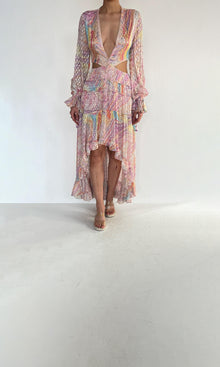 Womens | Inv Viscose Crepe Jacquard Long Dress | Multicolor