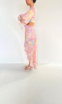 Womens | Inv Viscose Crepe Jacquard Long Dress | Multicolor