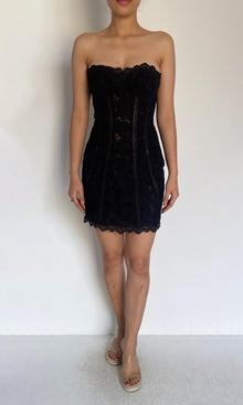 Rococo Sand | Inv Polyester Chemical Lace Short Dress | Black