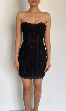 Rococo Sand | Inv Polyester Chemical Lace Short Dress | Black
