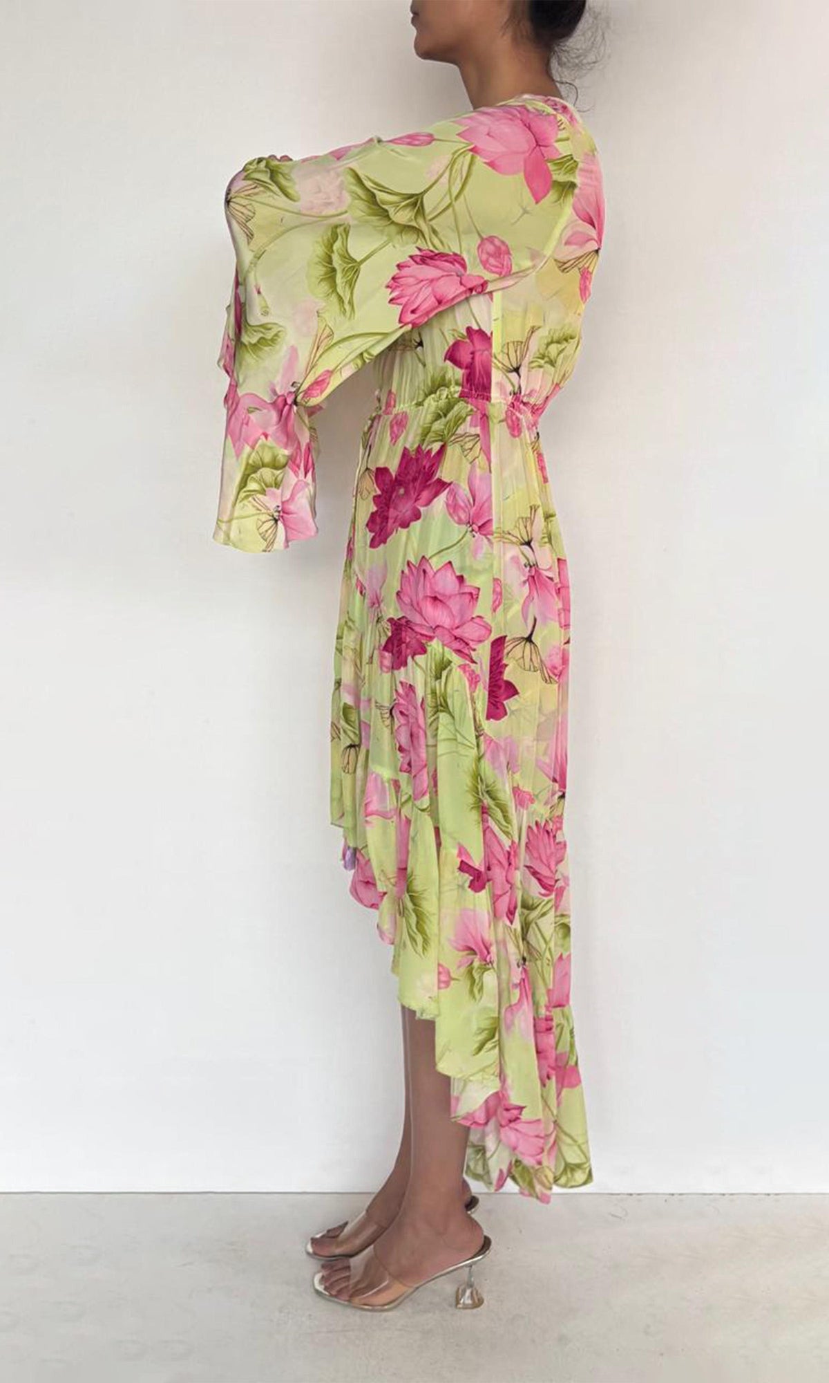 Womens | Lora Viscose Crepe Long Dress | Pink Lotus