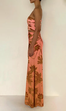 Womens | Mae Polyester Satin Lycra Ruched Bustier | Peach